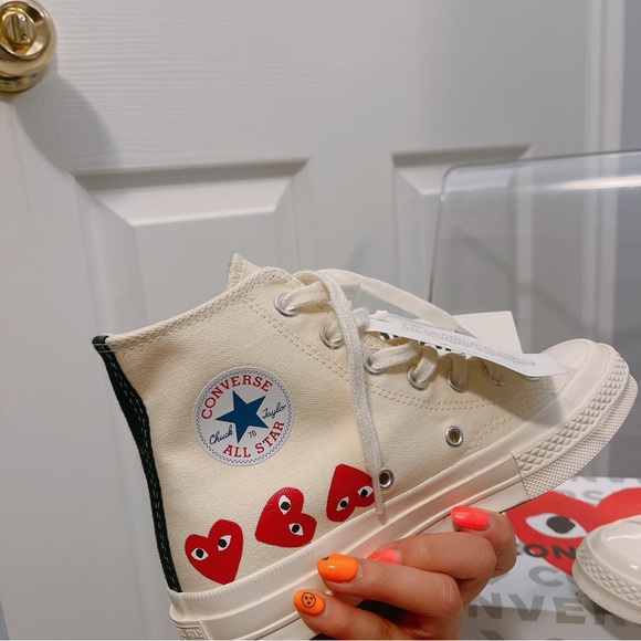 NWT ❤️ Converse Comme des Garcons PLAY Chuck Taylor All Star 70 High Multi Heart - Picture 12 of 12
